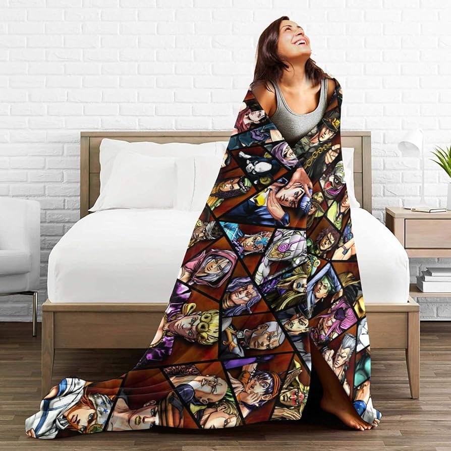 ジョジョの奇妙な冒険 フリンジ付きブランケット 120x150cm